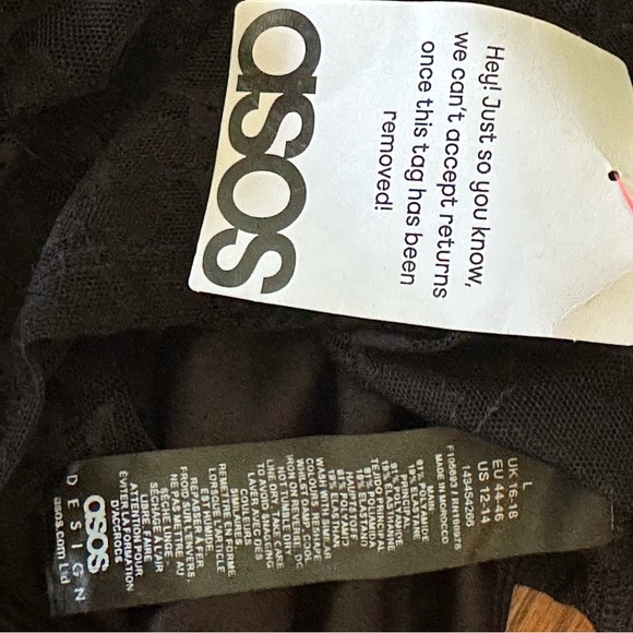 Elegant Black Lace Top. ASOS. Size L. NWT - Picture 5 of 6